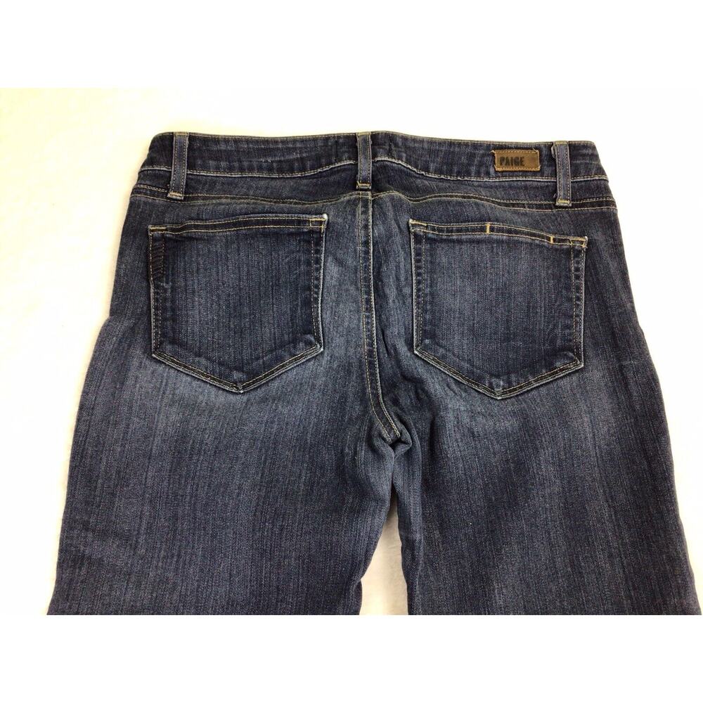 Paige Skyline Crop Jeans Sz 27 Dark Blue Wash Cuffed Skinny Mid Rise Stretch - Picture 7 of 11